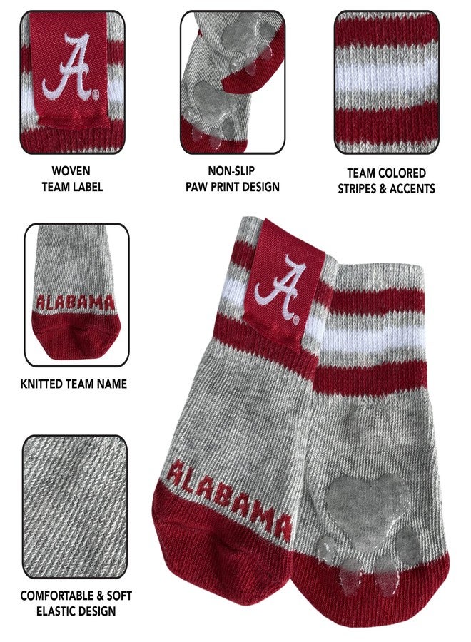 Pets First NCAA Alabama Crimson Tide Anti Slip Dog Socks with Elastic Ribbed Top, Size Medium/Large. Indoor/Outdoor Socks, Best Dog Paw Protector, 2 Pairs of Pet Socks with Your Favorite Collegiate Sports Team - Image 4